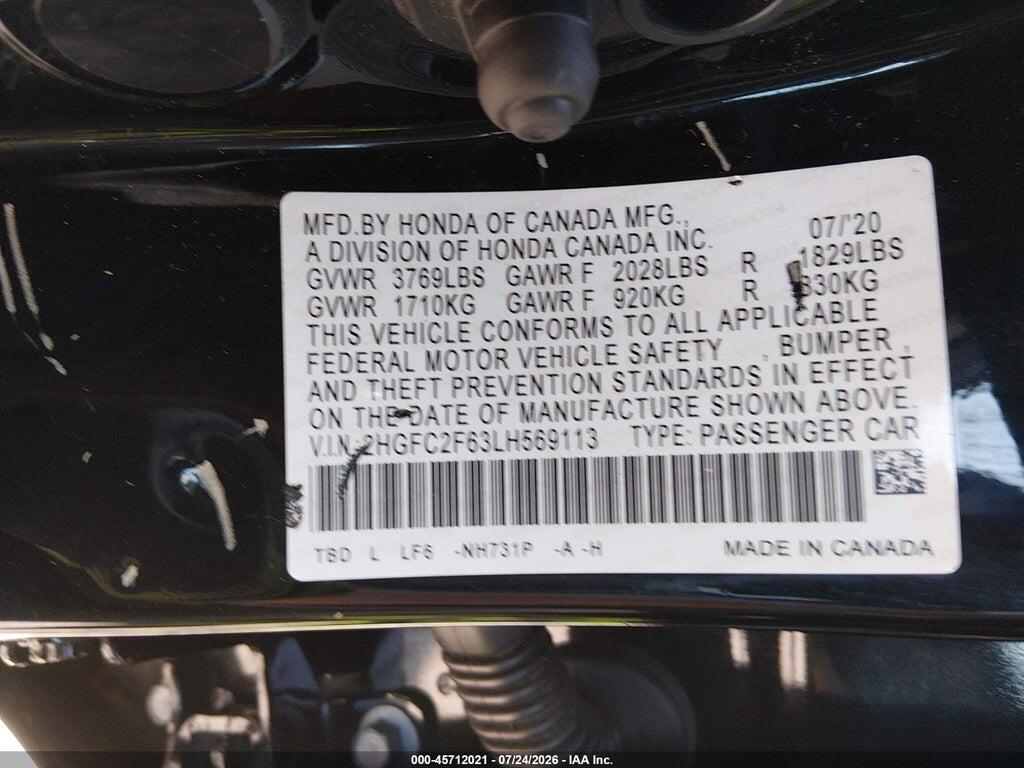 2HGFC2F63LH569113 2020 HONDA CIVIC photo no. 9