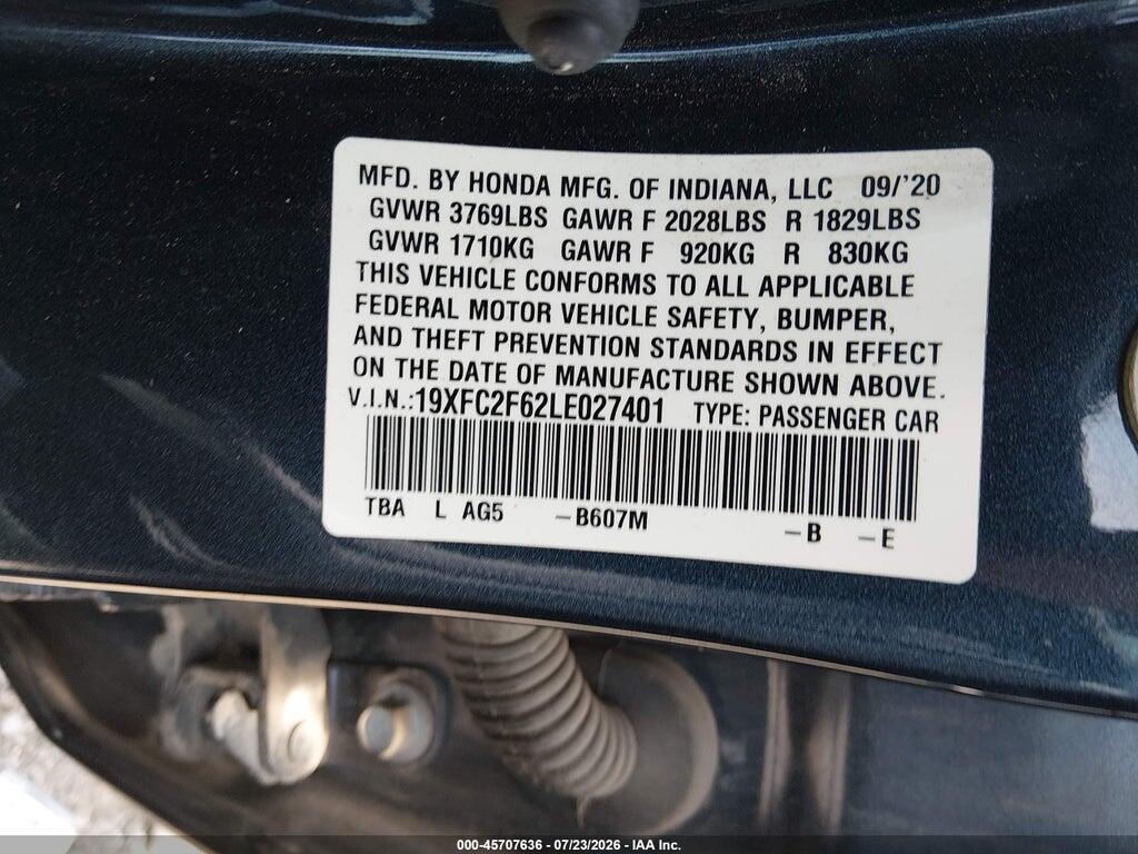19XFC2F62LE027401 2020 HONDA CIVIC photo no. 9