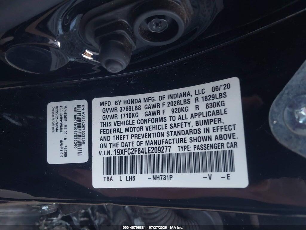 19XFC2F84LE209277 2020 HONDA CIVIC photo no. 9