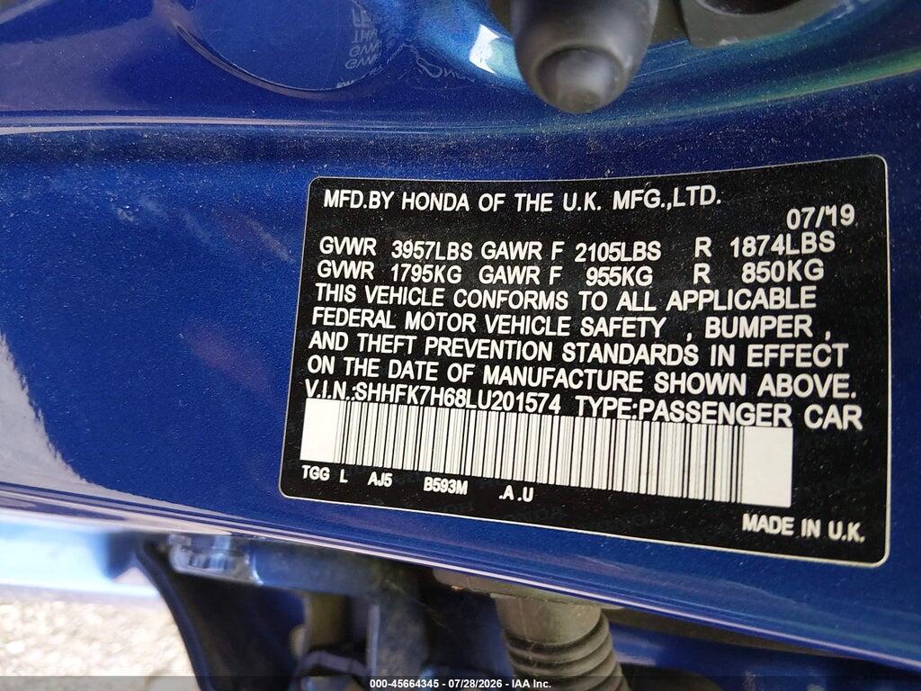 SHHFK7H68LU201574 2020 HONDA CIVIC photo no. 9