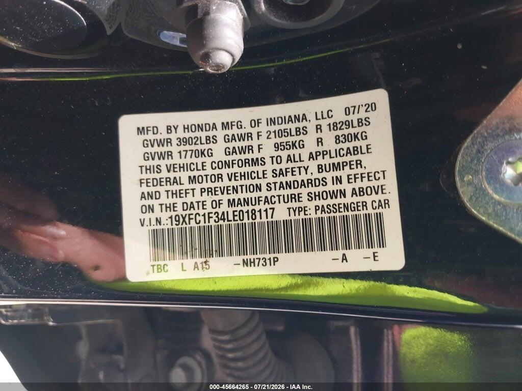 19XFC1F34LE018117 2020 HONDA CIVIC photo no. 9