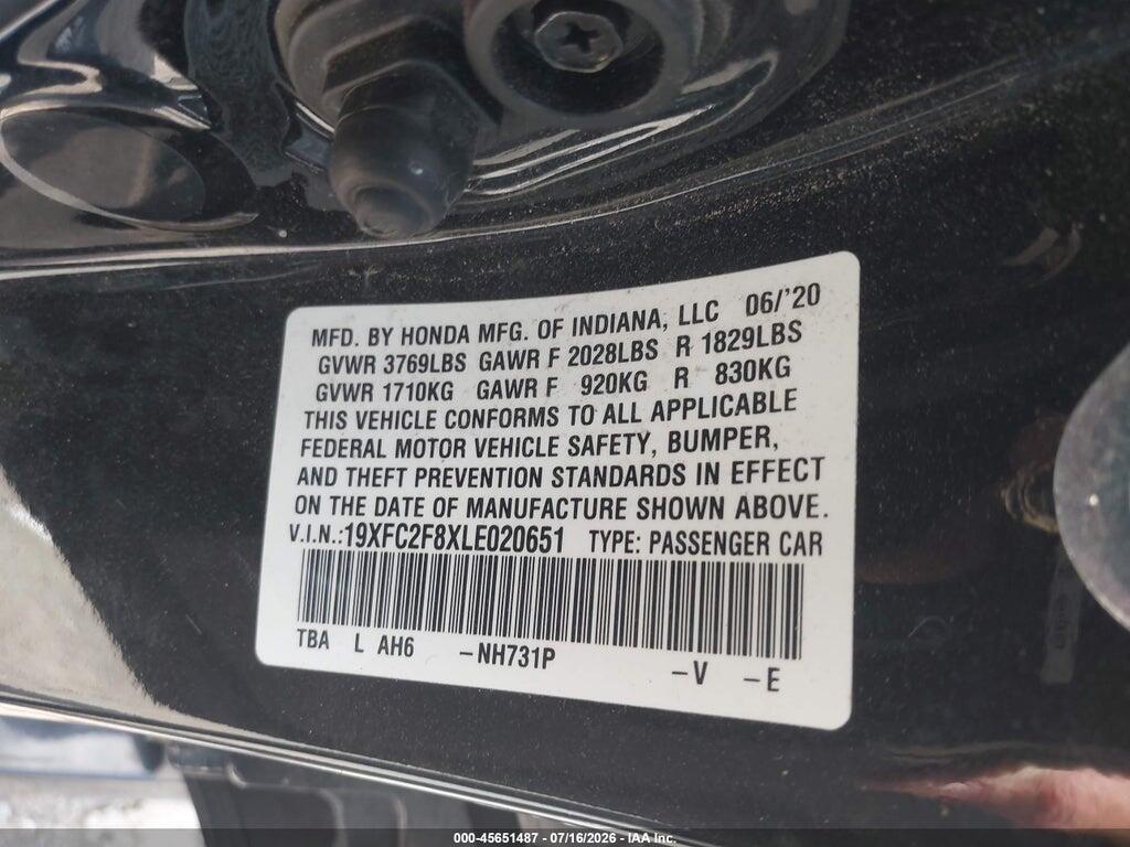 19XFC2F8XLE020651 2020 HONDA CIVIC photo no. 9