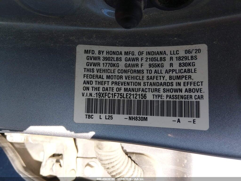 19XFC1F75LE212156 2020 HONDA CIVIC photo no. 9