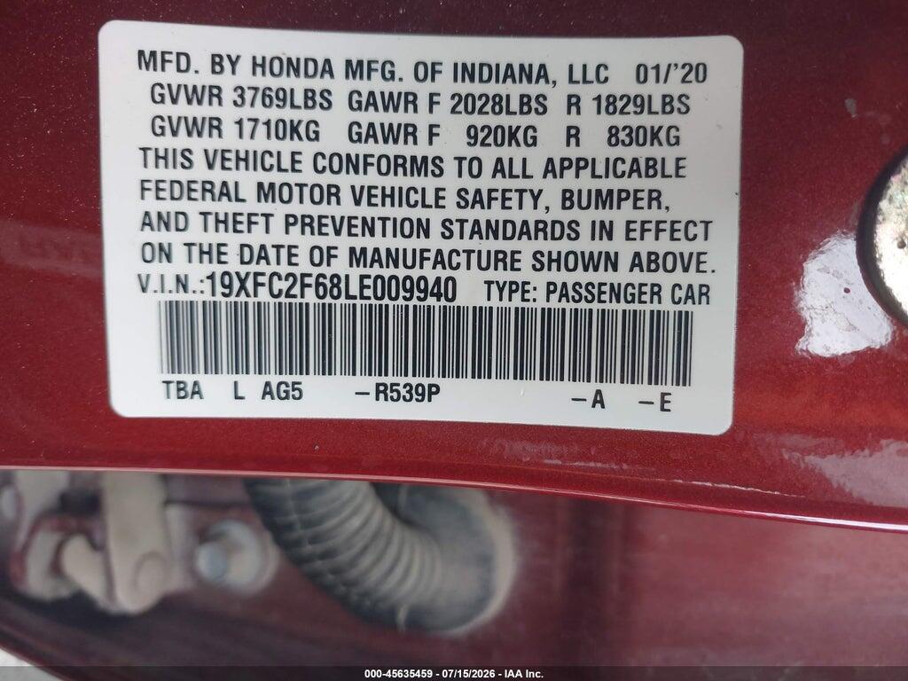 19XFC2F68LE009940 2020 HONDA CIVIC photo no. 9