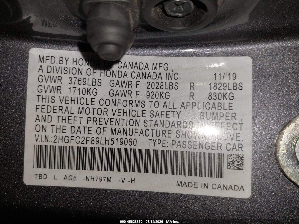 2HGFC2F89LH519060 2020 HONDA CIVIC photo no. 9