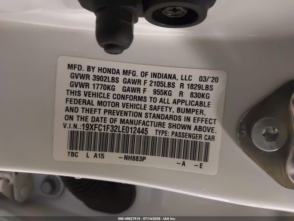 19XFC1F32LE012445 2020 HONDA CIVIC photo no. 9