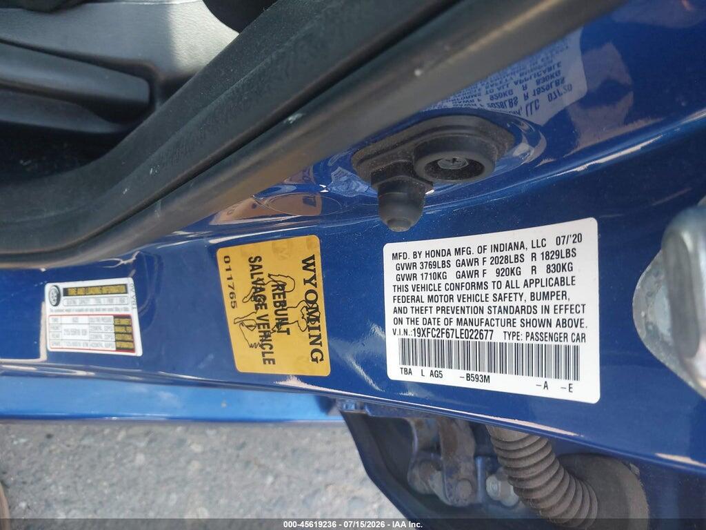 19XFC2F67LE022677 2020 HONDA CIVIC photo no. 9