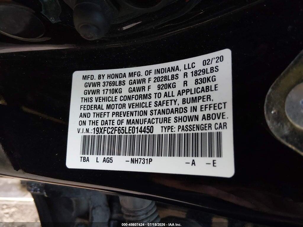19XFC2F65LE014450 2020 HONDA CIVIC photo no. 9