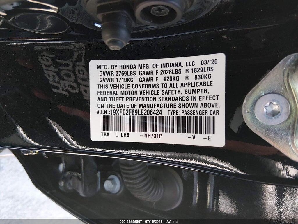 19XFC2F89LE206424 2020 HONDA CIVIC photo no. 9