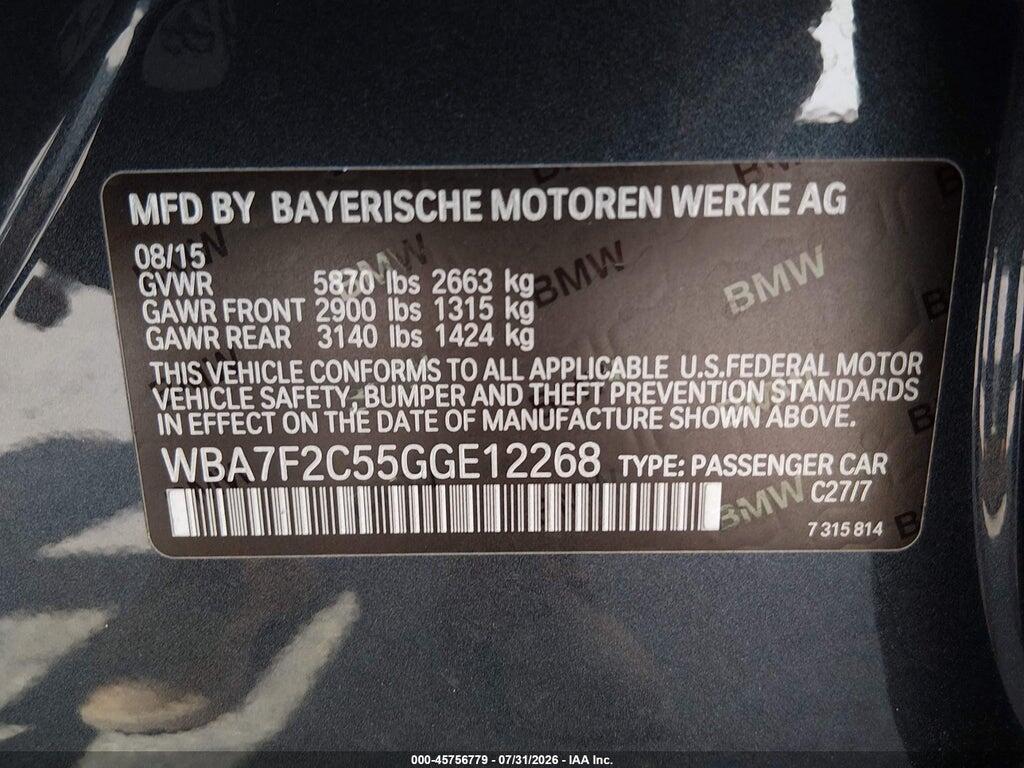 WBA7F2C55GGE12268 2016 BMW 750I photo no. 9
