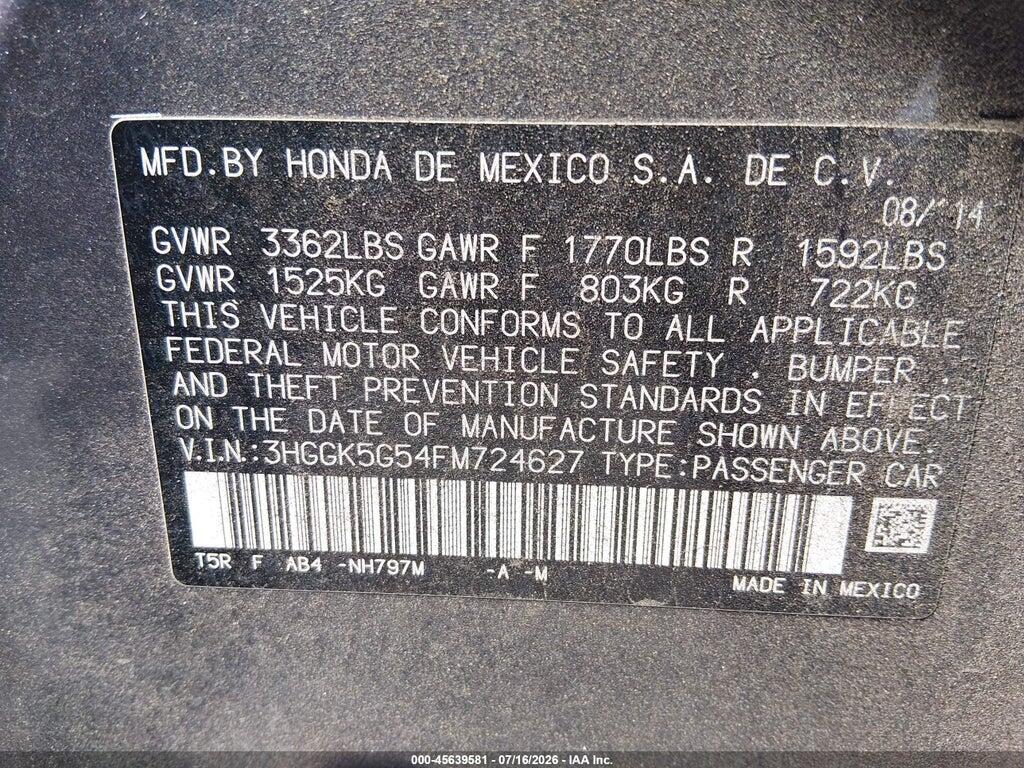 3HGGK5G54FM724627 2015 HONDA FIT photo no. 9