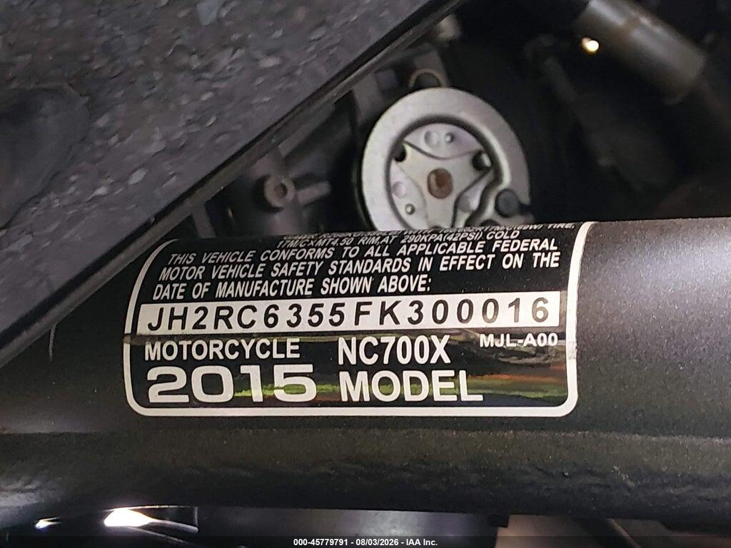 JH2RC6355FK300016 2015 HONDA NC700X photo no. 10