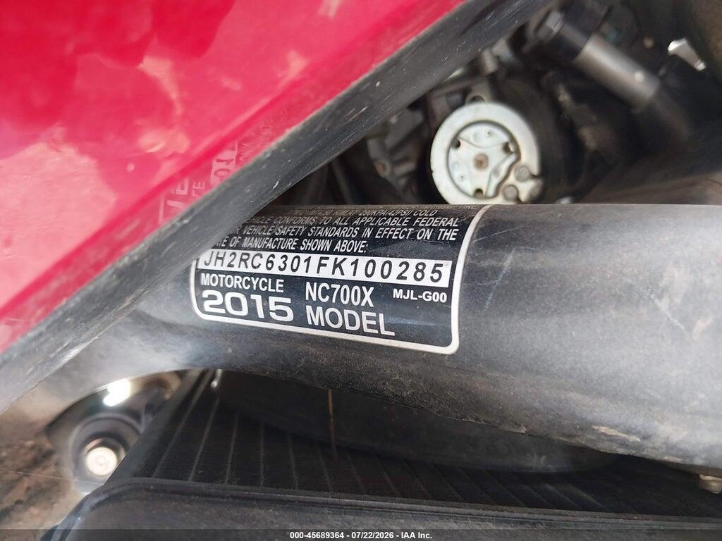 JH2RC6301FK100285 2015 HONDA NC700X photo no. 10