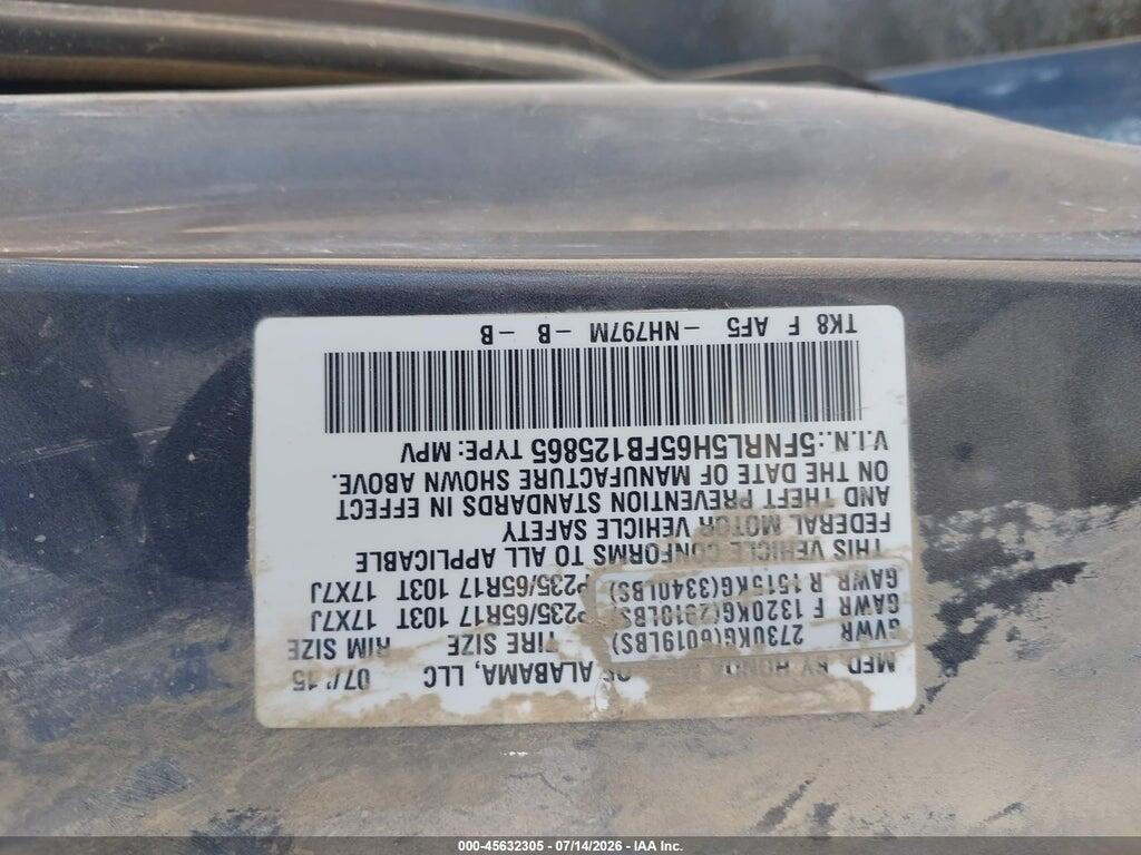 5FNRL5H65FB125865 2015 HONDA ODYSSEY photo no. 9