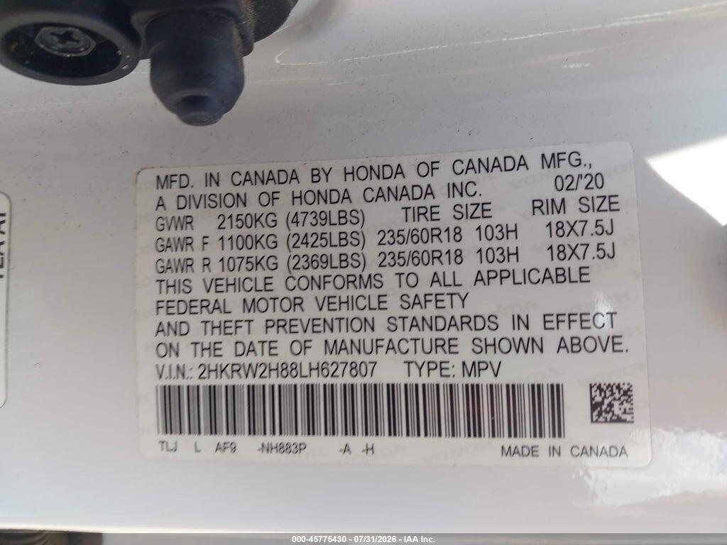 2HKRW2H88LH627807 2020 HONDA CR-V photo no. 9