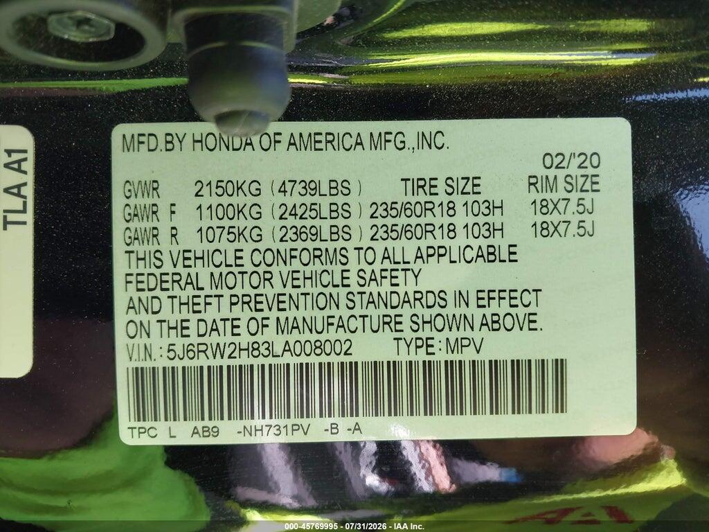 5J6RW2H83LA008002 2020 HONDA CR-V photo no. 9