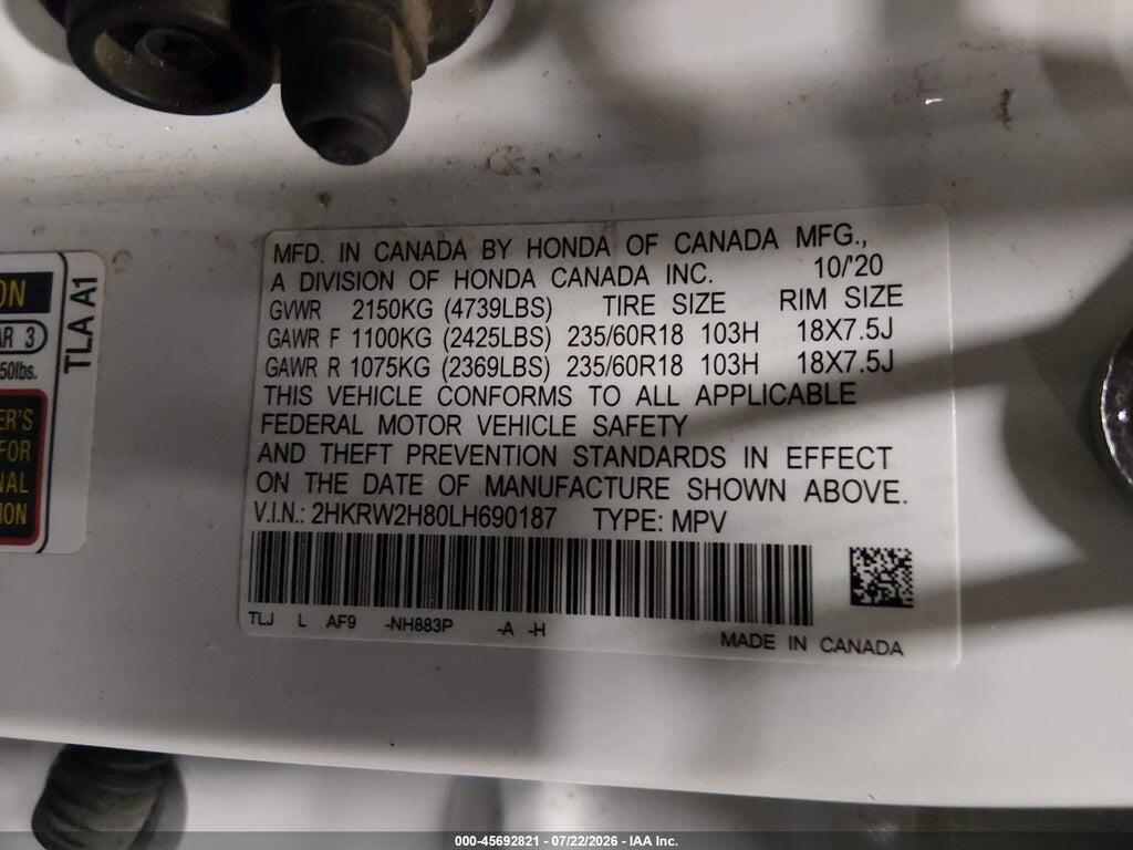 2HKRW2H80LH690187 2020 HONDA CR-V photo no. 9