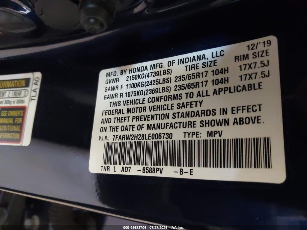 7FARW2H28LE006730 2020 HONDA CR-V photo no. 9