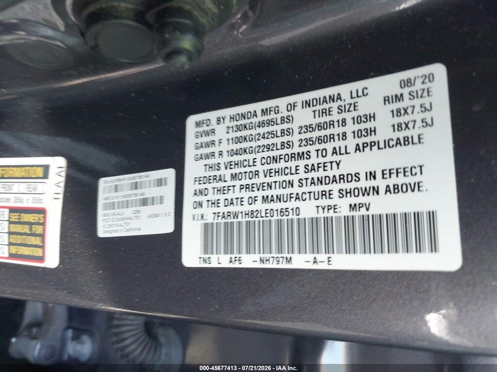 7FARW1H82LE016510 2020 HONDA CR-V photo no. 9