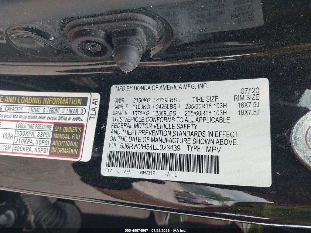 5J6RW2H54LL023439 2020 HONDA CR-V photo no. 9