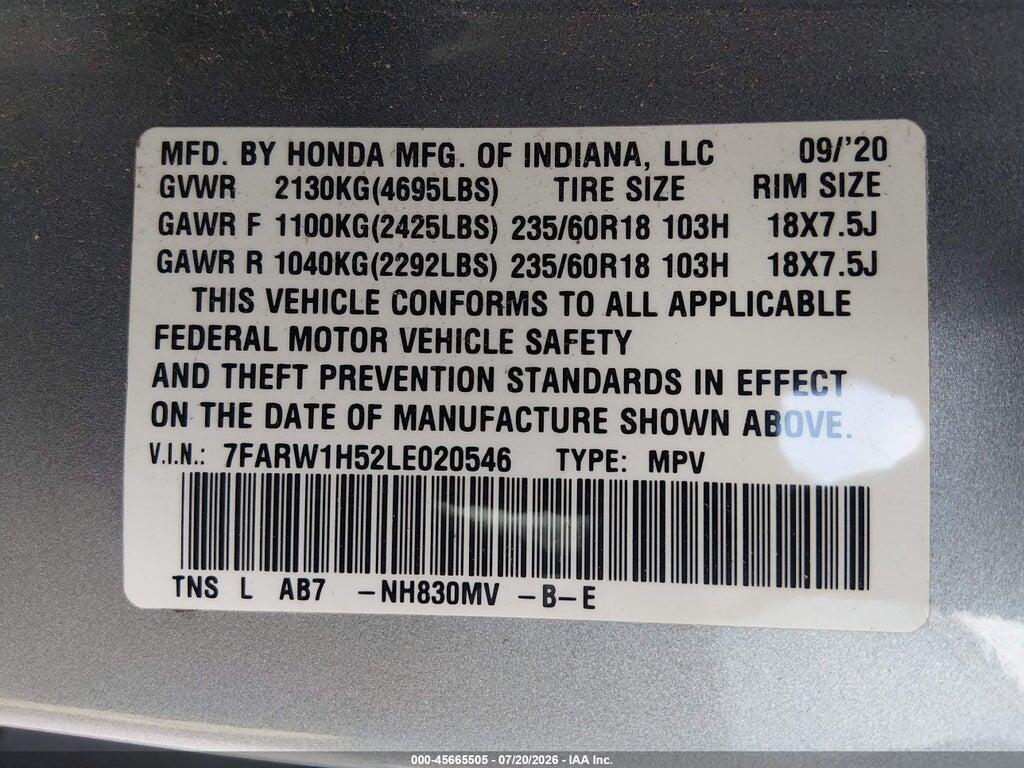 7FARW1H52LE020546 2020 HONDA CR-V photo no. 9