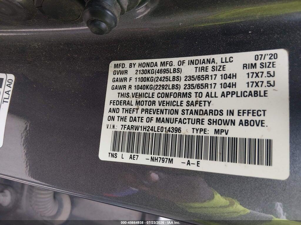 7FARW1H24LE014396 2020 HONDA CR-V photo no. 9