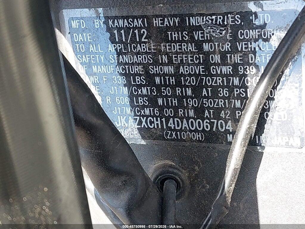 JKAZXCH14DA006704 2013 KAWASAKI ZX1000 photo no. 10