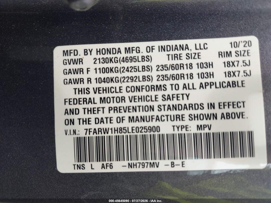 7FARW1H85LE025900 2020 HONDA CR-V photo no. 9
