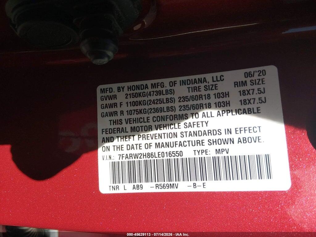 7FARW2H86LE016550 2020 HONDA CR-V photo no. 9