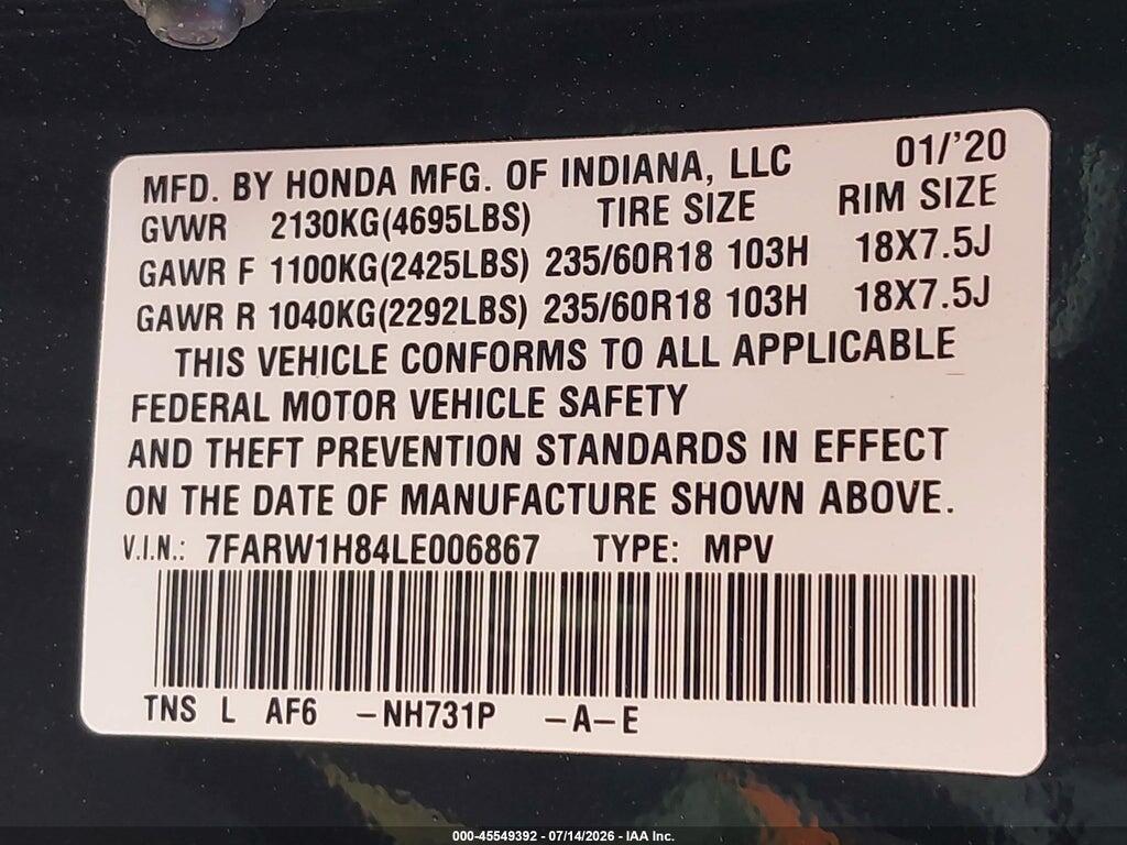 7FARW1H84LE006867 2020 HONDA CR-V photo no. 9