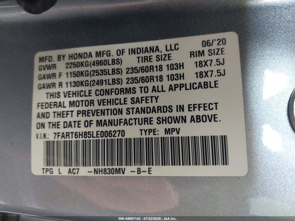 7FART6H85LE006270 2020 HONDA CR-V HYBRID photo no. 9