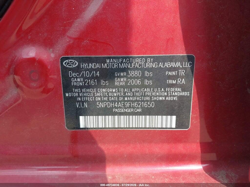 5NPDH4AE9FH621650 2015 HYUNDAI ELANTRA photo no. 9
