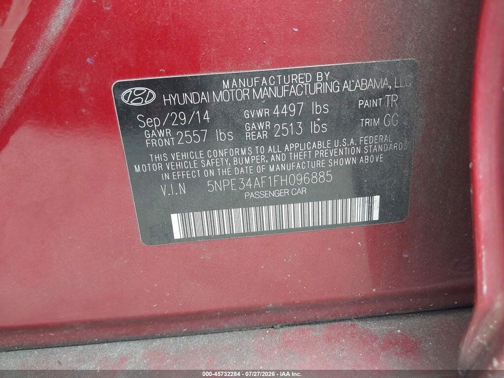 5NPE34AF1FH096885 2015 HYUNDAI SONATA photo no. 9