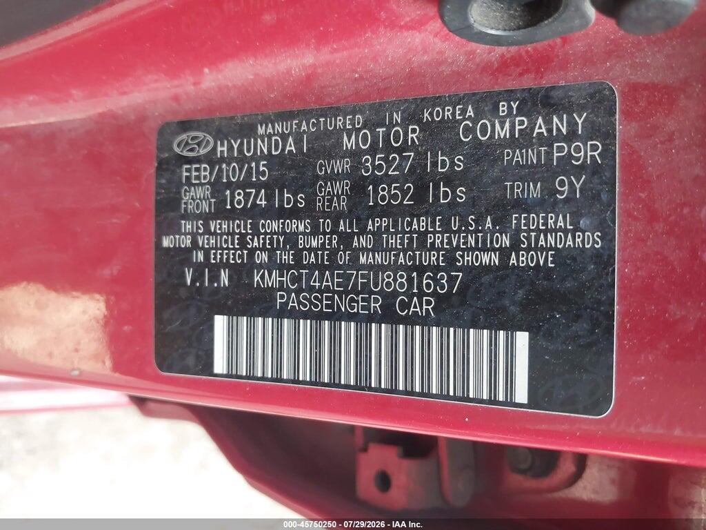 KMHCT4AE7FU881637 2015 HYUNDAI ACCENT photo no. 9