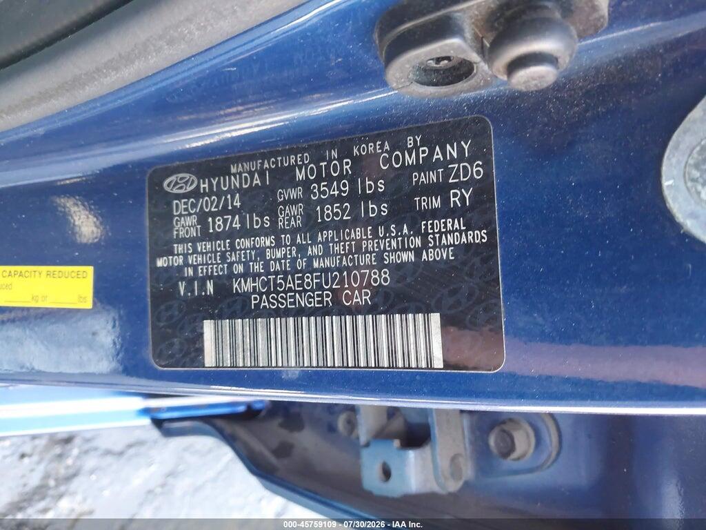 KMHCT5AE8FU210788 2015 HYUNDAI ACCENT photo no. 9
