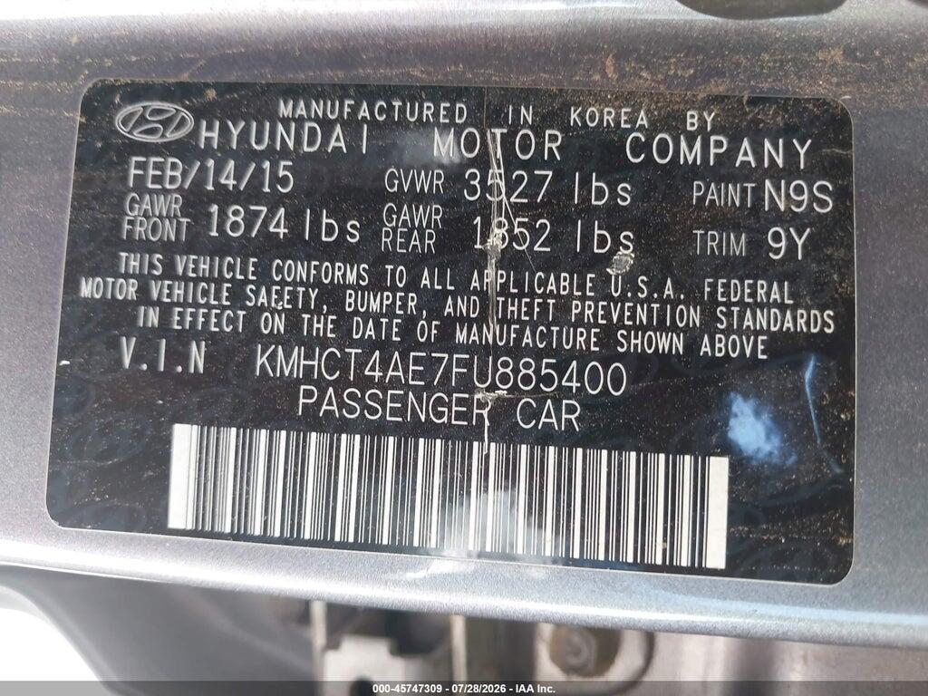 KMHCT4AE7FU885400 2015 HYUNDAI ACCENT photo no. 9