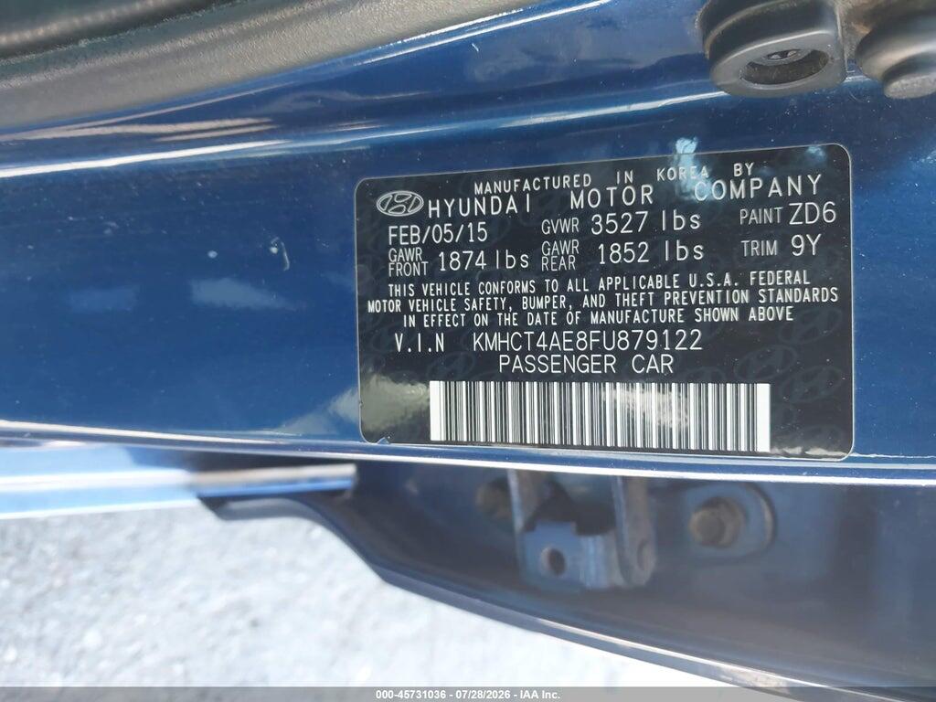 KMHCT4AE8FU879122 2015 HYUNDAI ACCENT photo no. 9