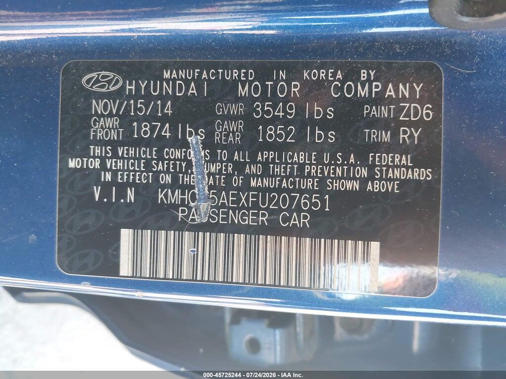 KMHCT5AEXFU207651 2015 HYUNDAI ACCENT photo no. 9