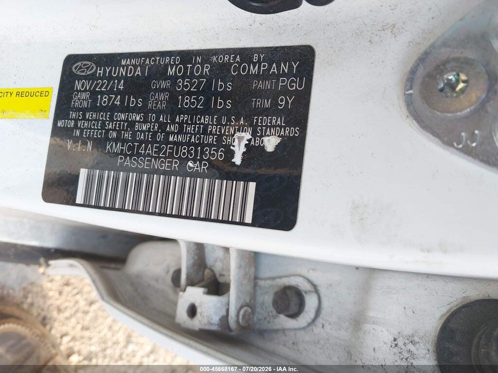 KMHCT4AE2FU831356 2015 HYUNDAI ACCENT photo no. 9