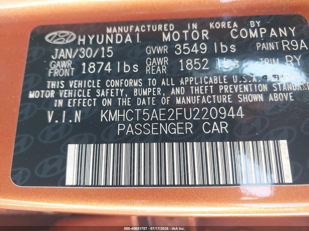 KMHCT5AE2FU220944 2015 HYUNDAI ACCENT photo no. 9