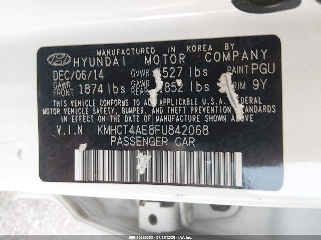 KMHCT4AE8FU842068 2015 HYUNDAI ACCENT photo no. 9
