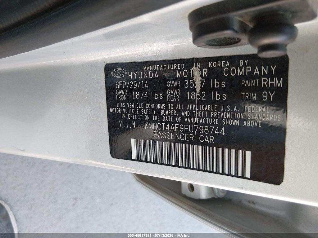 KMHCT4AE9FU798744 2015 HYUNDAI ACCENT photo no. 9