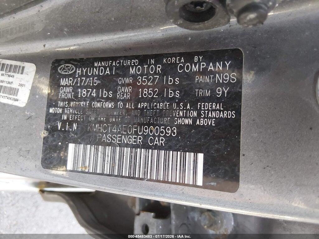 KMHCT4AE0FU900593 2015 HYUNDAI ACCENT photo no. 9