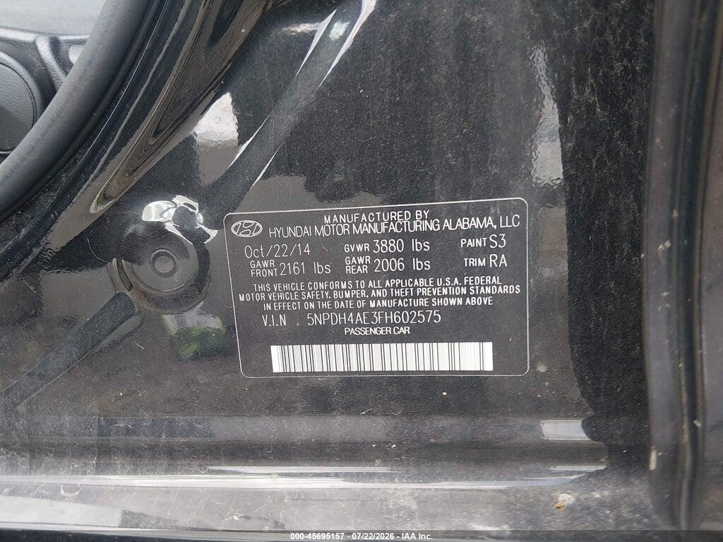 5NPDH4AE3FH602575 2015 HYUNDAI ELANTRA photo no. 9