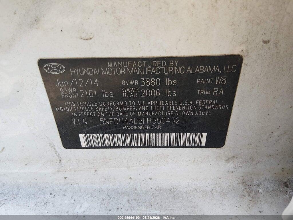5NPDH4AE5FH550432 2015 HYUNDAI ELANTRA photo no. 9