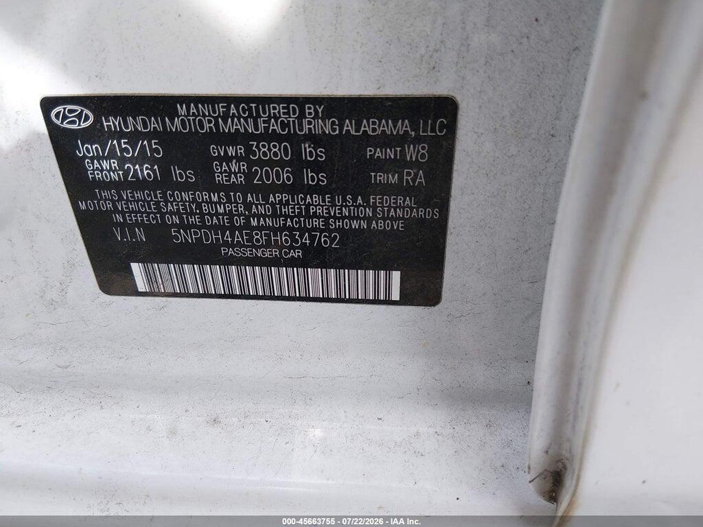 5NPDH4AE8FH634762 2015 HYUNDAI ELANTRA photo no. 9