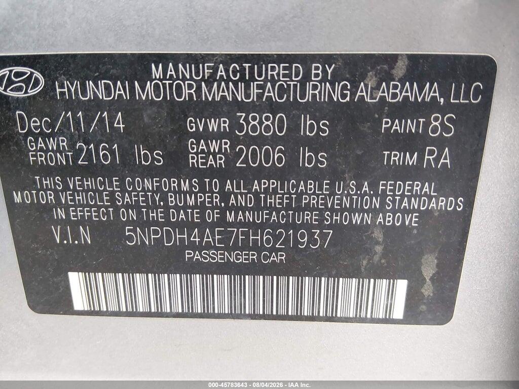 5NPDH4AE7FH621937 2015 HYUNDAI ELANTRA photo no. 9