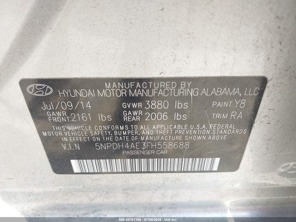 5NPDH4AE3FH558688 2015 HYUNDAI ELANTRA photo no. 9