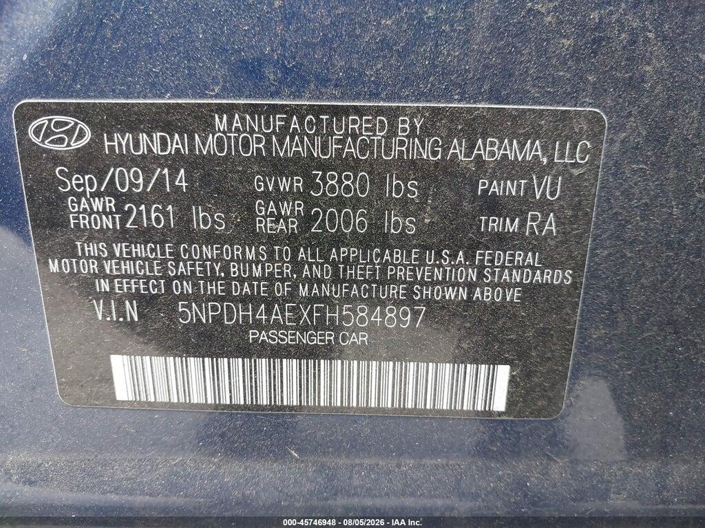 5NPDH4AEXFH584897 2015 HYUNDAI ELANTRA photo no. 9