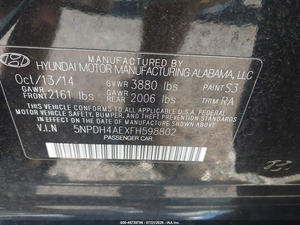 5NPDH4AEXFH598802 2015 HYUNDAI ELANTRA photo no. 9